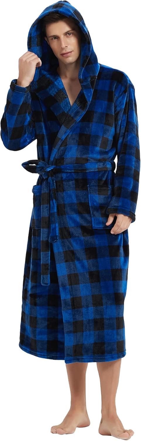 Herren Bademantel Lang Fleece 10