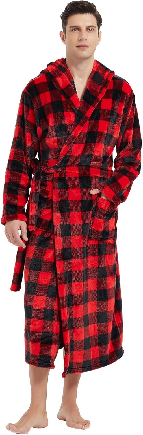 Herren Bademantel Lang Fleece 11