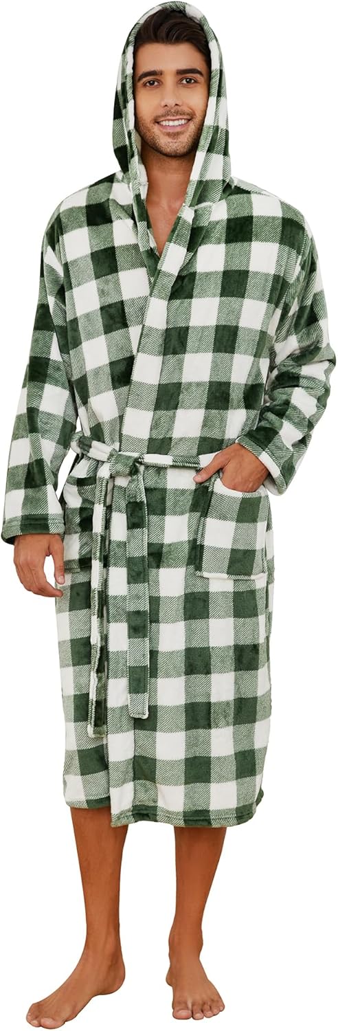 Herren Bademantel Lang Mit Geräumigen Taschen Und Verstellbarem Taillengürtel 13