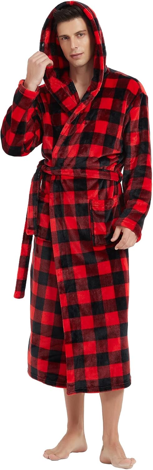 Herren Bademantel Lang Mit Geräumigen Taschen Und Verstellbarem Taillengürtel 7