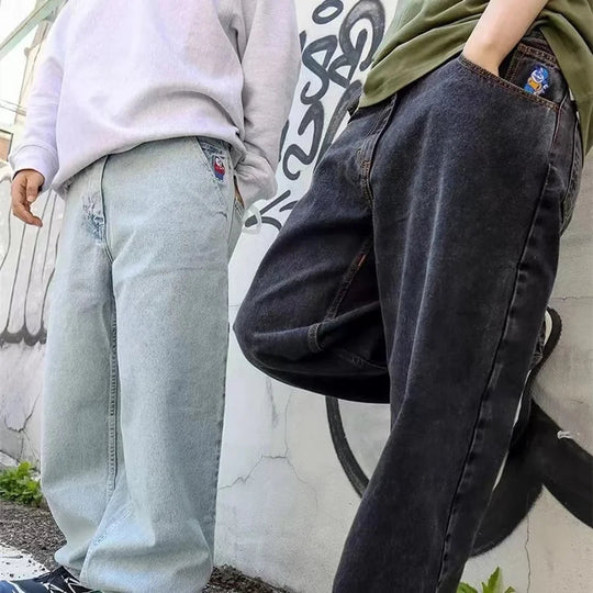 Herren Baggy Jeans Weite Beine Denim 4
