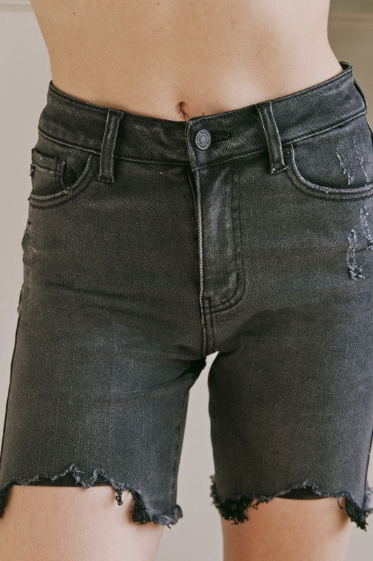 Herren Bermuda Shorts Hoch geschnitten Schwarz 3