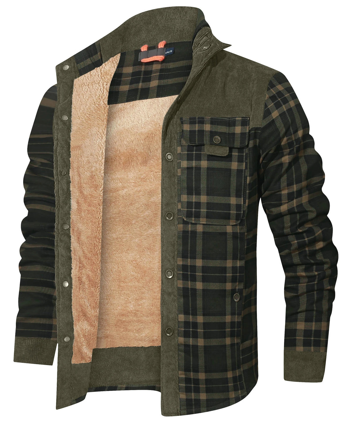 Herren Bomberjacke Winter Winddicht Plaid Sherpa Fleece 10