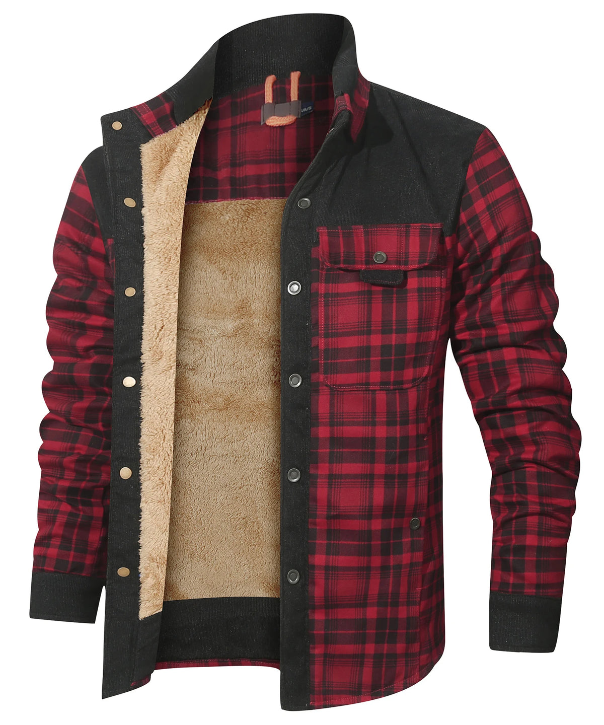 Herren Bomberjacke Winter Winddicht Plaid Sherpa Fleece 13