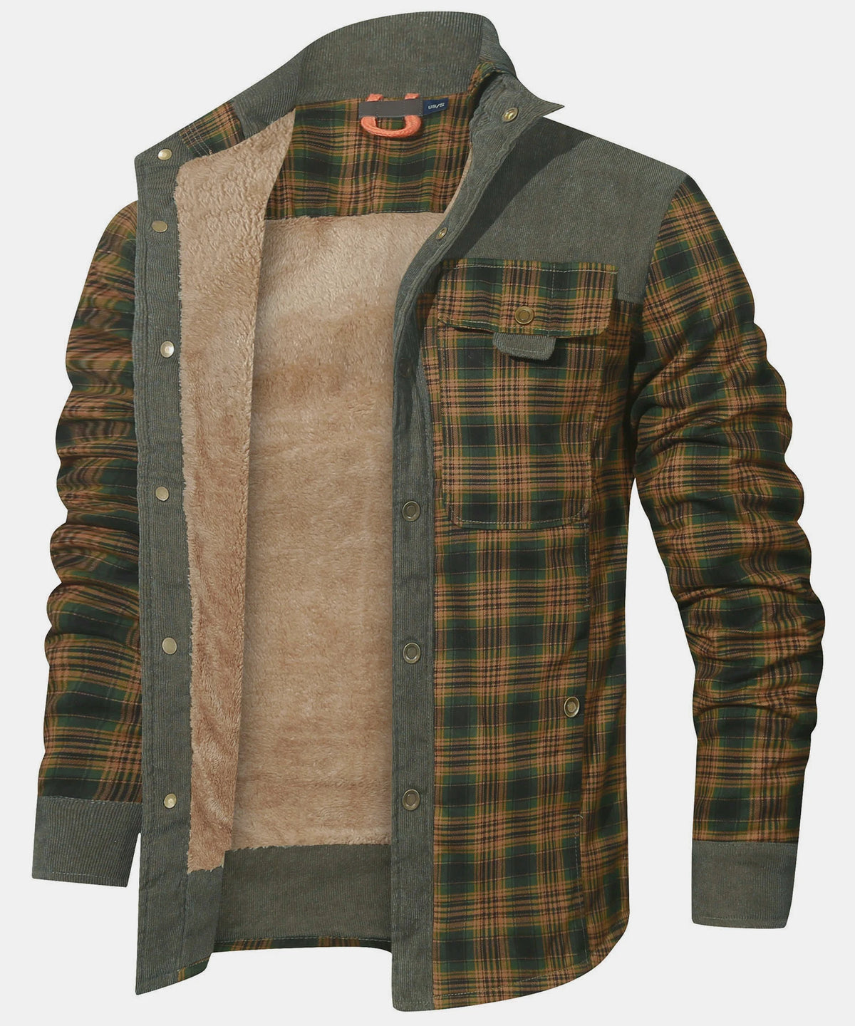 Herren Bomberjacke Winter Winddicht Plaid Sherpa Fleece 9