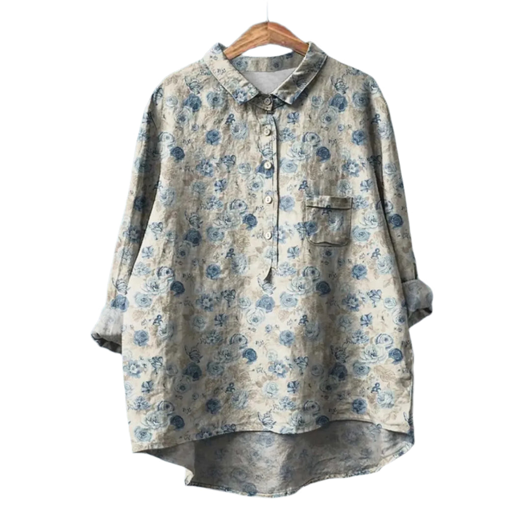 Herren Button-Up Hemd mit Blumenmuster und taillierter Passform 0