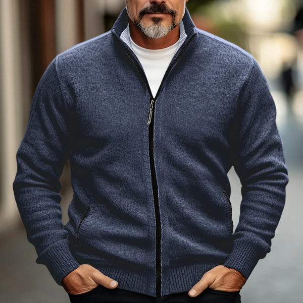 Herren Cardigan mit Reißverschluss und hohem Kragen 1