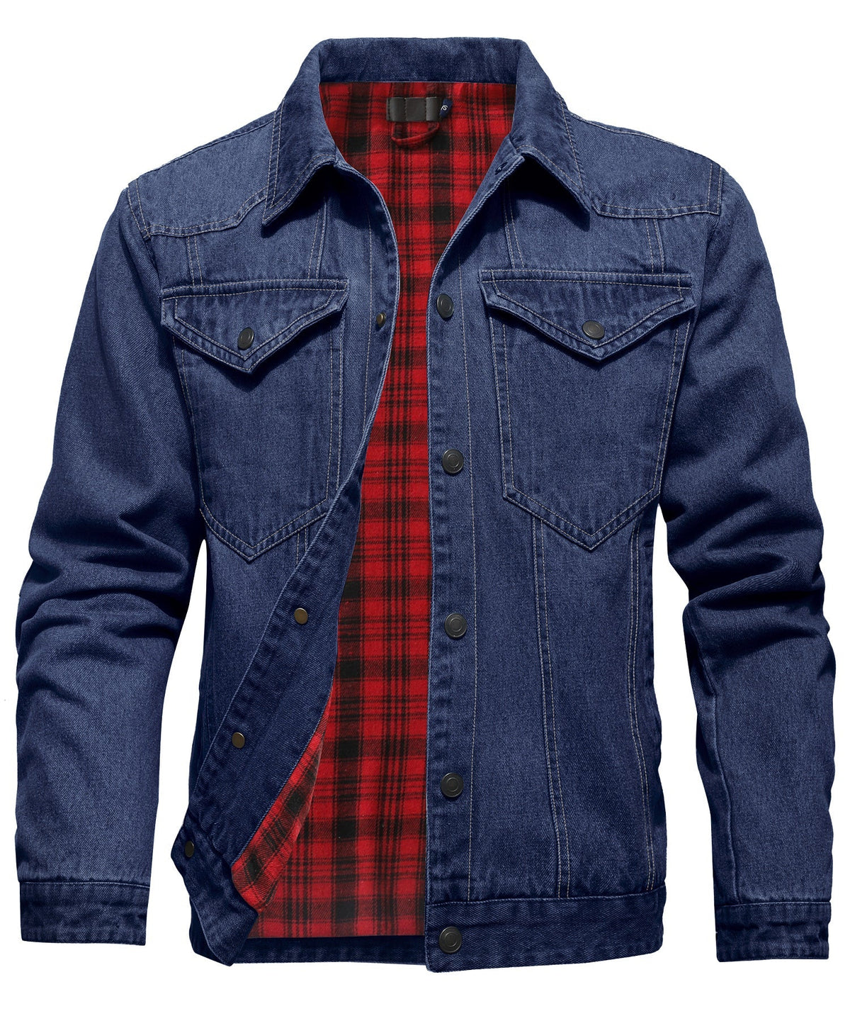 Herren Denim Jacke mit Flanellfutter und Taschen 3