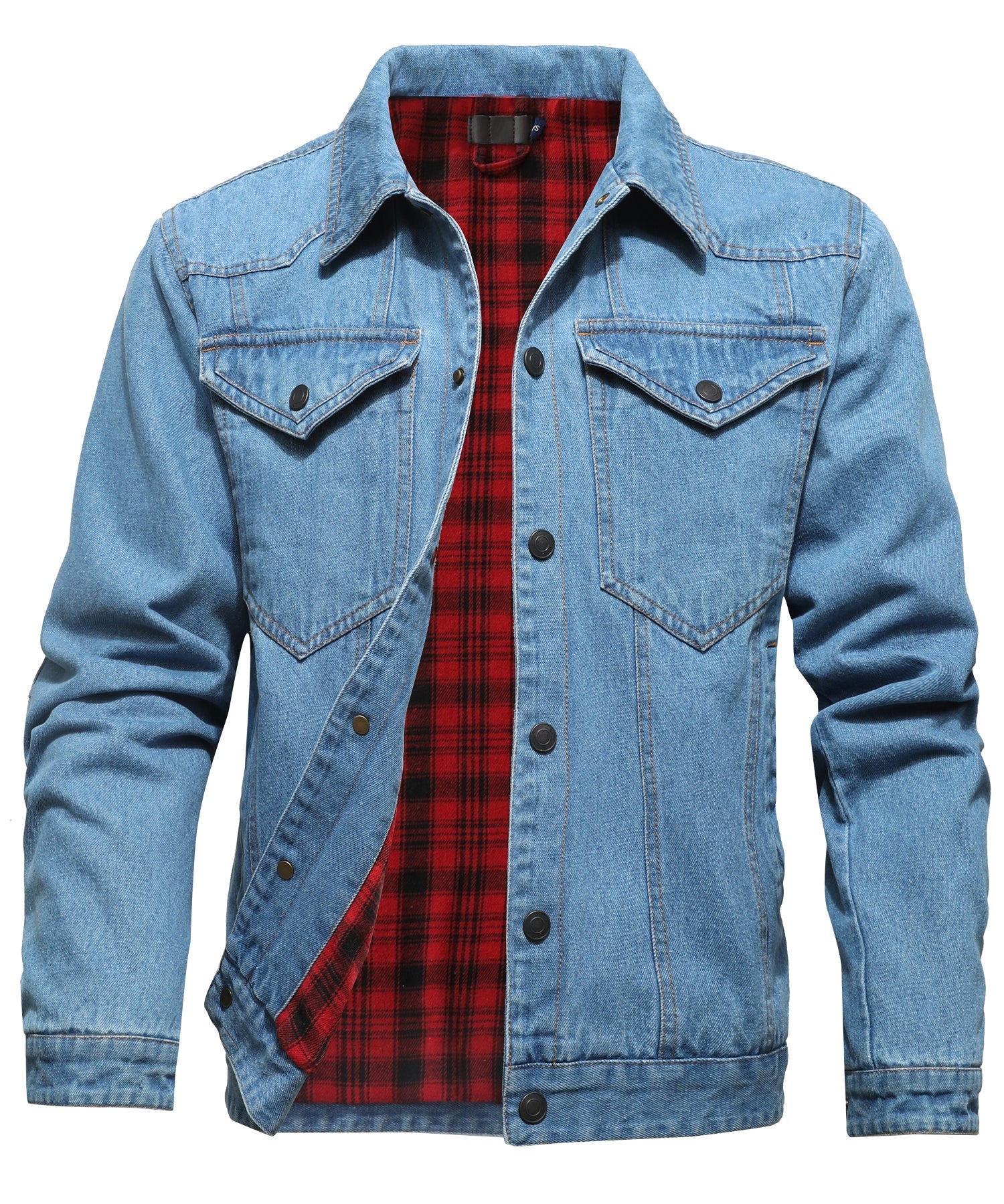 Herren Denim Jacke mit Flanellfutter und Taschen 4