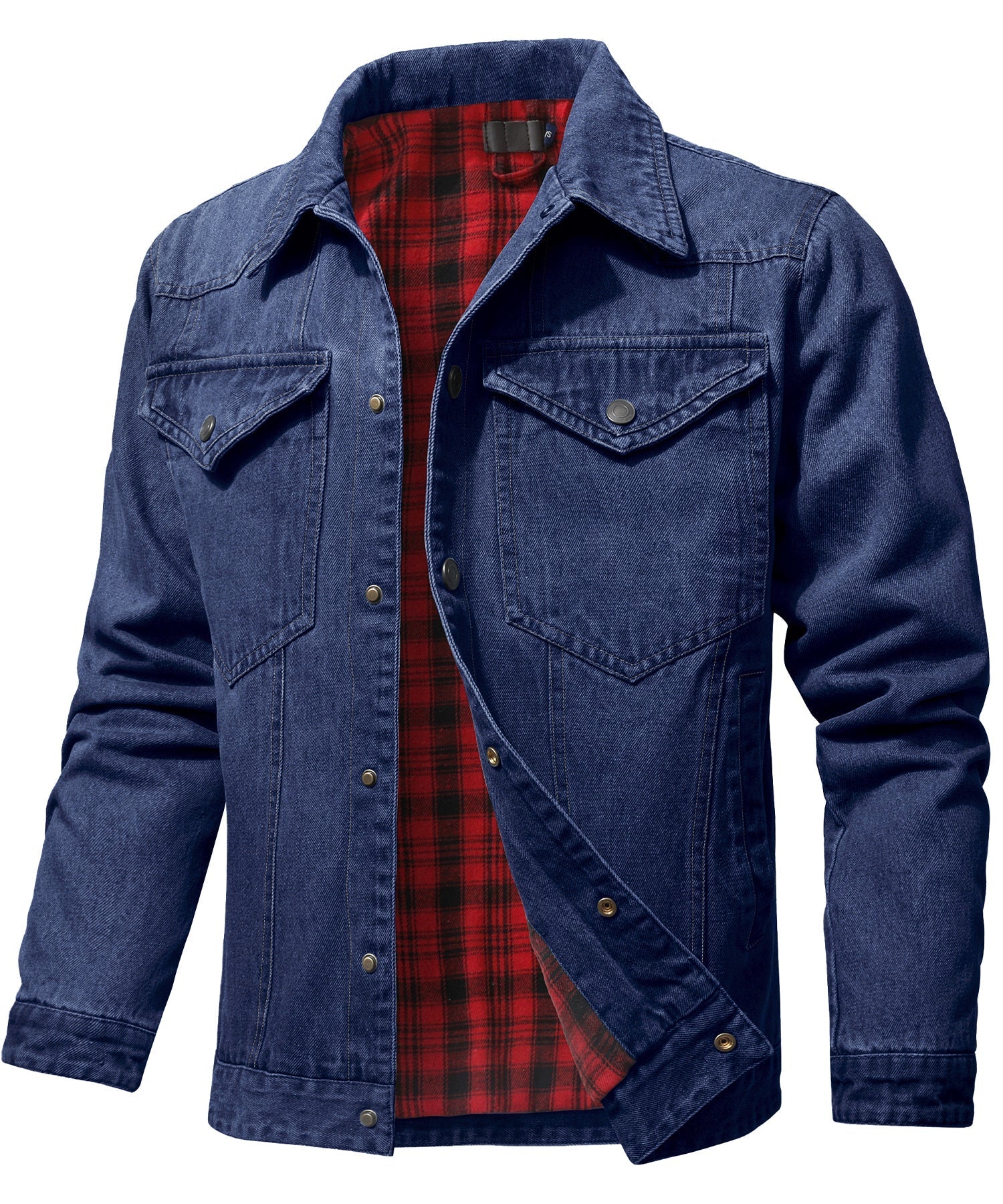 Herren Denim Jacke mit Flanellfutter und Taschen 6