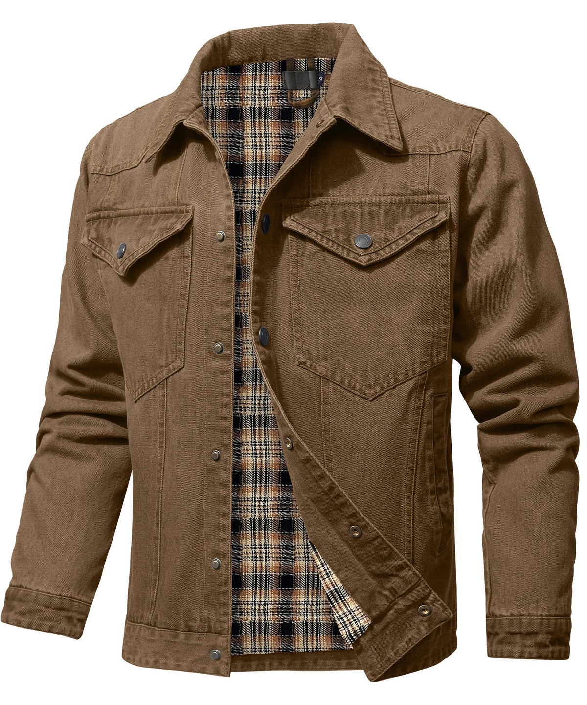 Herren Denim Jacke mit Flanellfutter und Taschen 8