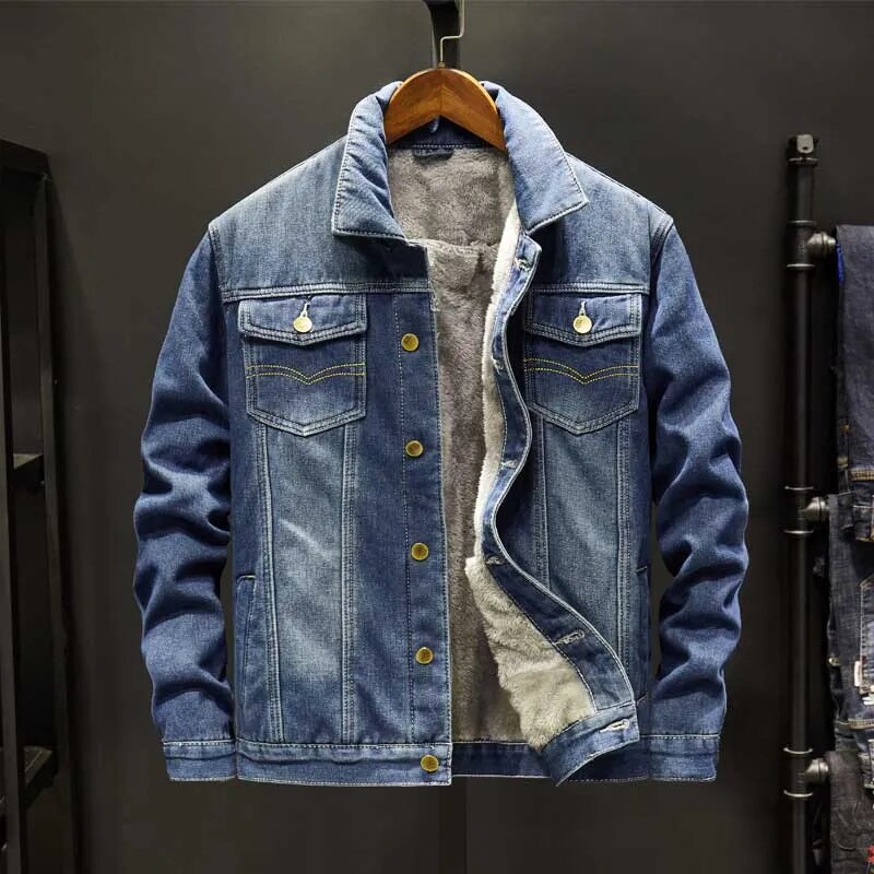Herren Denim Jacke mit Fleece Innenfutter 2