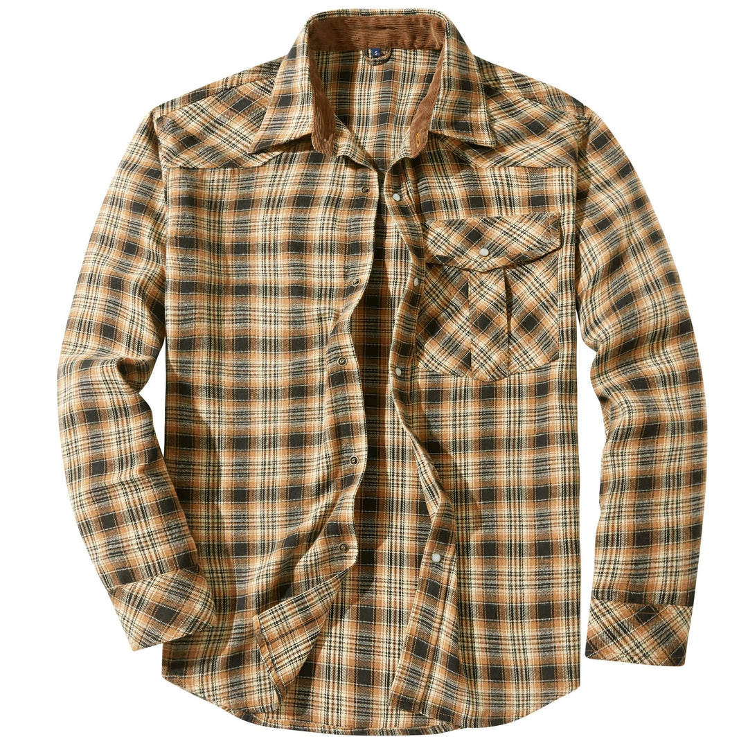 Herren Flanellhemd Klassisch Gemustert Baumwolle-Polyester-Mischung 3