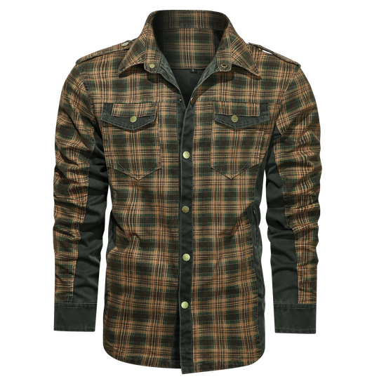 Herren Flanellhemd Langarm Klassisch Baumwolle-Polyester 0