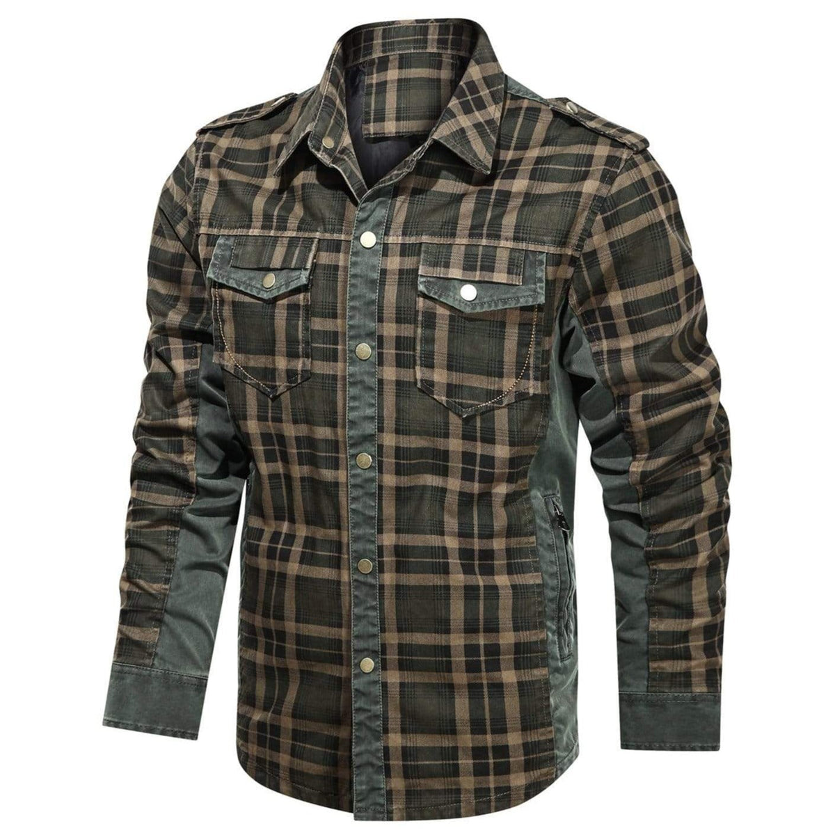 Herren Flanellhemd Langarm Klassisch Baumwolle-Polyester 6