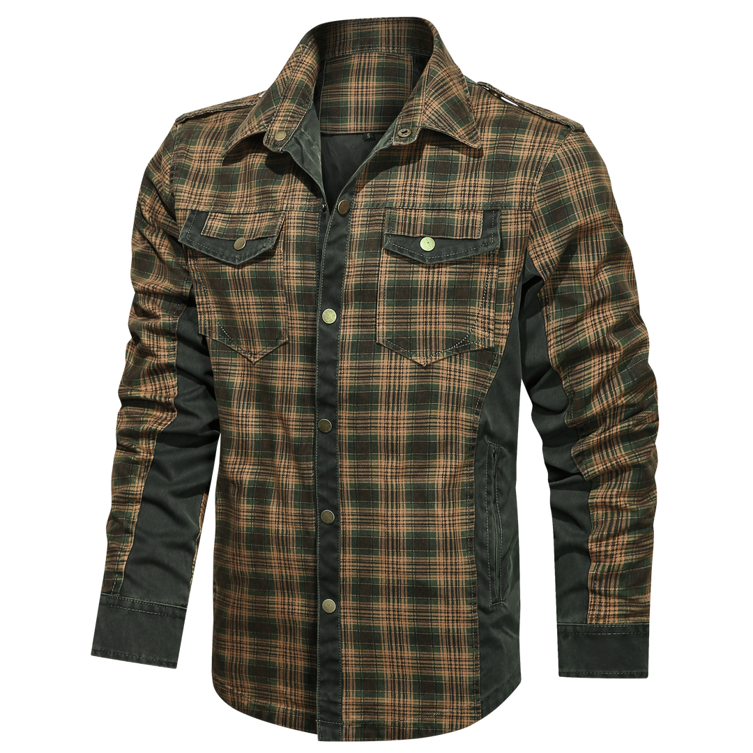 Herren Flanellhemd Langarm Klassisch Baumwolle-Polyester 7