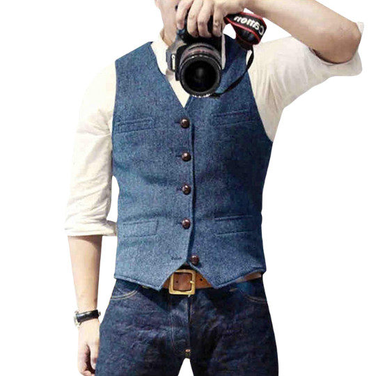 Herren Gilet Modernes Design mit V-Ausschnitt 2