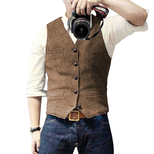 Herren Gilet Modernes Design mit V-Ausschnitt 4