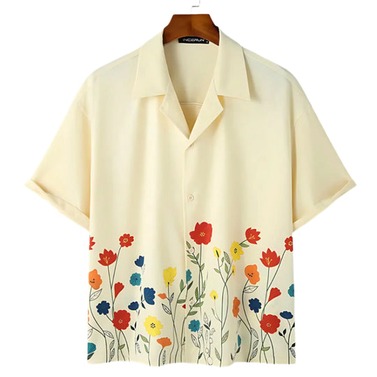 Herren Hemd Floral Sommer Leichtes Baumwollgemisch 0