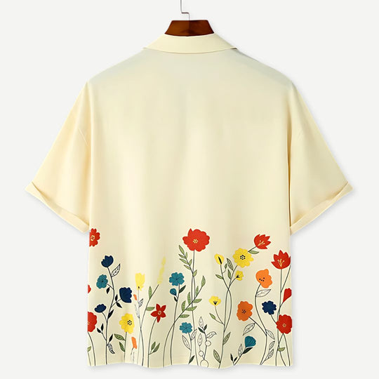 Herren Hemd Floral Sommer Leichtes Baumwollgemisch 1