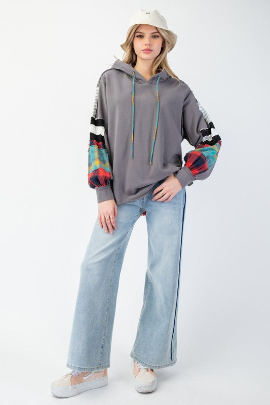 Herren Hoodie Plaid Terry Strickmischung 1