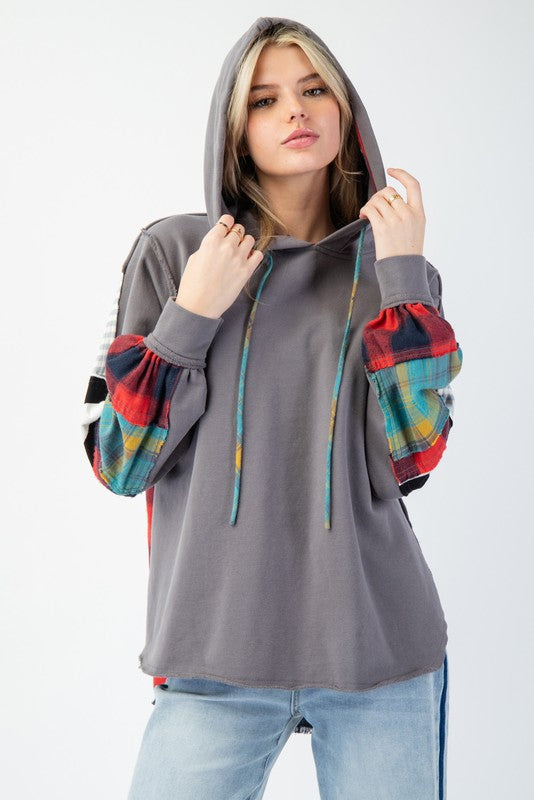 Herren Hoodie Plaid Terry Strickmischung 2