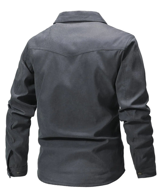 Herren Jacke Casual Flanellgefüttert Polyester Shacket mit Druckknöpfen 2