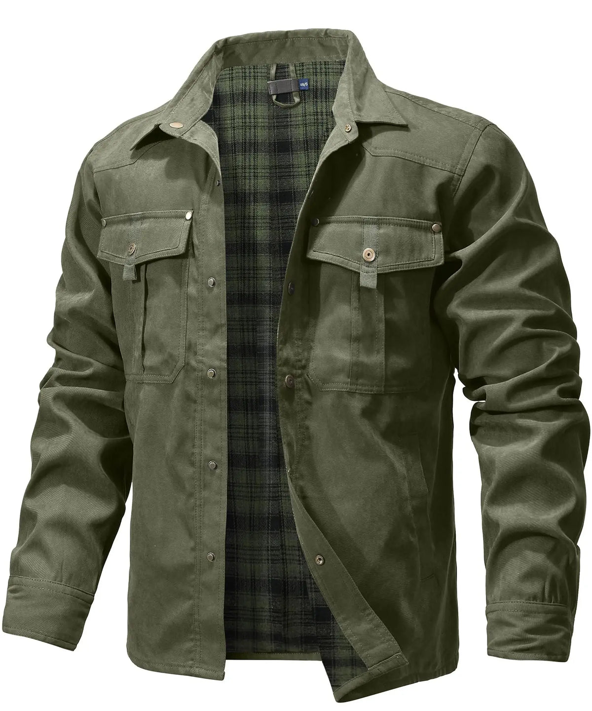 Herren Jacke Casual Flanellgefüttert Polyester Shacket mit Druckknöpfen 9