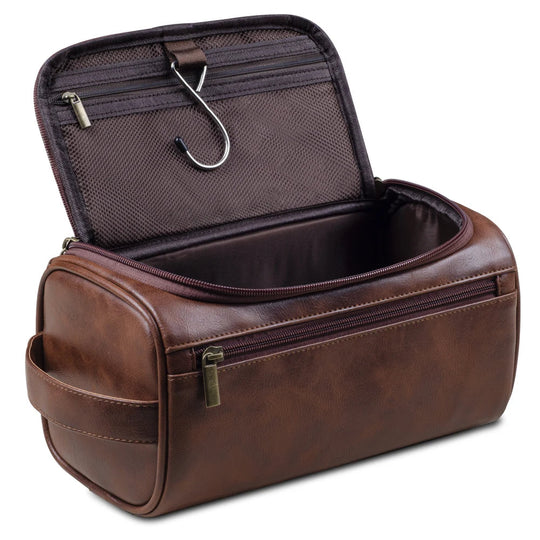Herren Kulturbeutel aus Leder – Wasserdichtes Reise-Dopp-Set 0