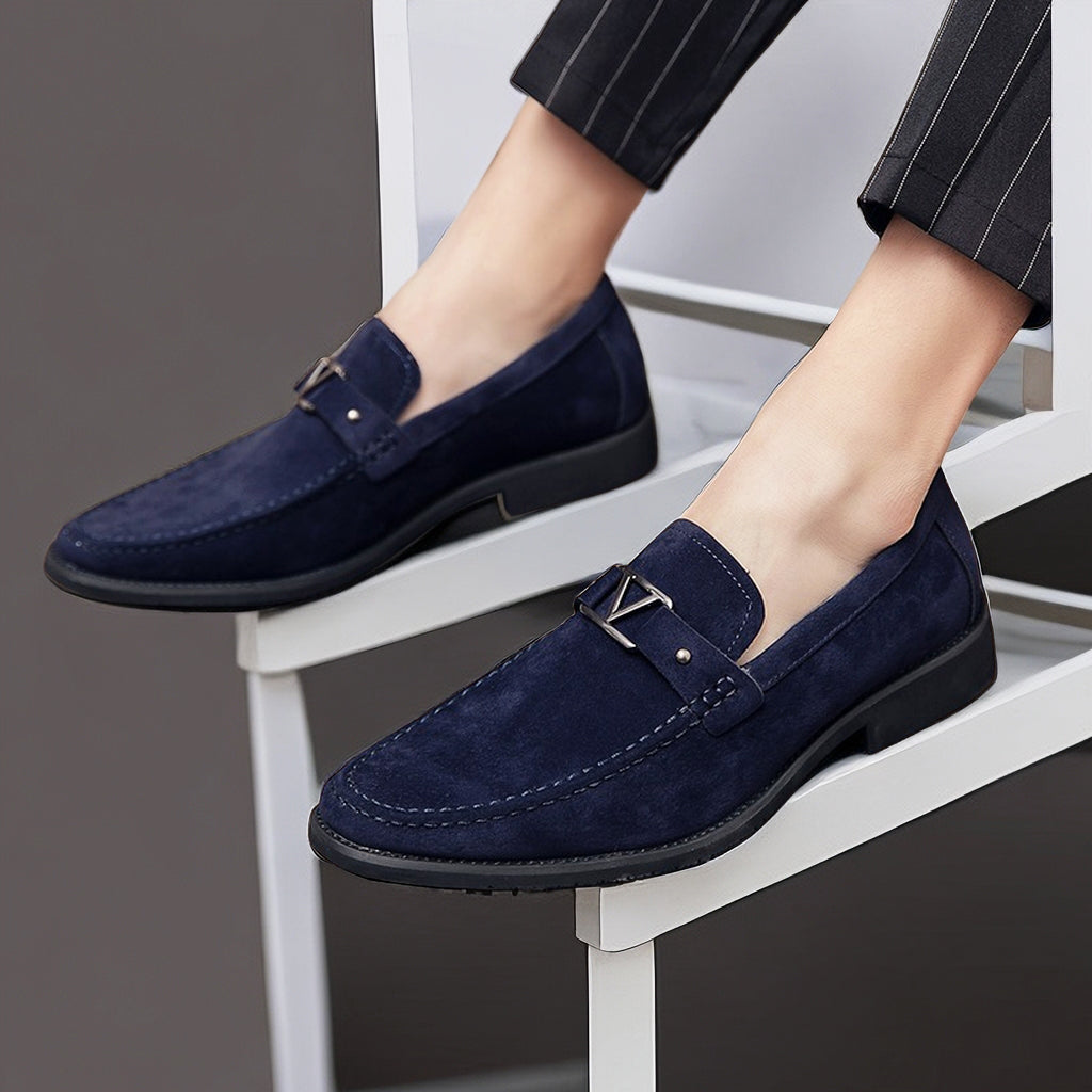 Herren Loafer Elegante Suede mit Dekorativem Schnallenverschluss 3