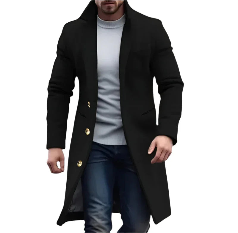 Herren Mantel Lang Klassischer Trenchcoat für Elegante Looks 5