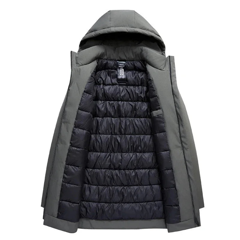 Herren Mantel Lang Winddicht Moderner Winterparka für Kalte Tage 3