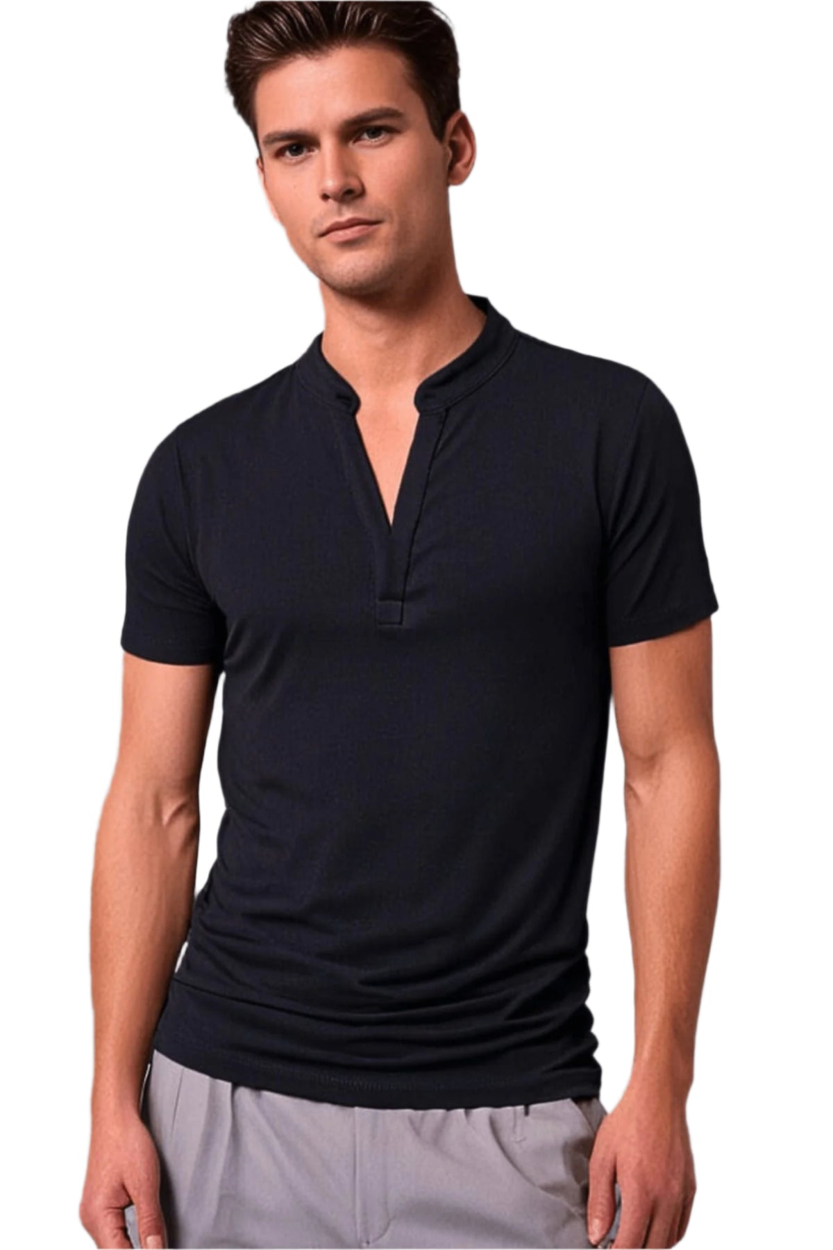 Herren Polo Shirt V-Hals Modernes Design Weiche Stoffe 0