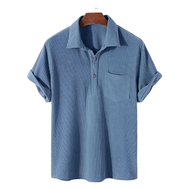Herren Polo Shirt Waffelmuster Baumwolle 0