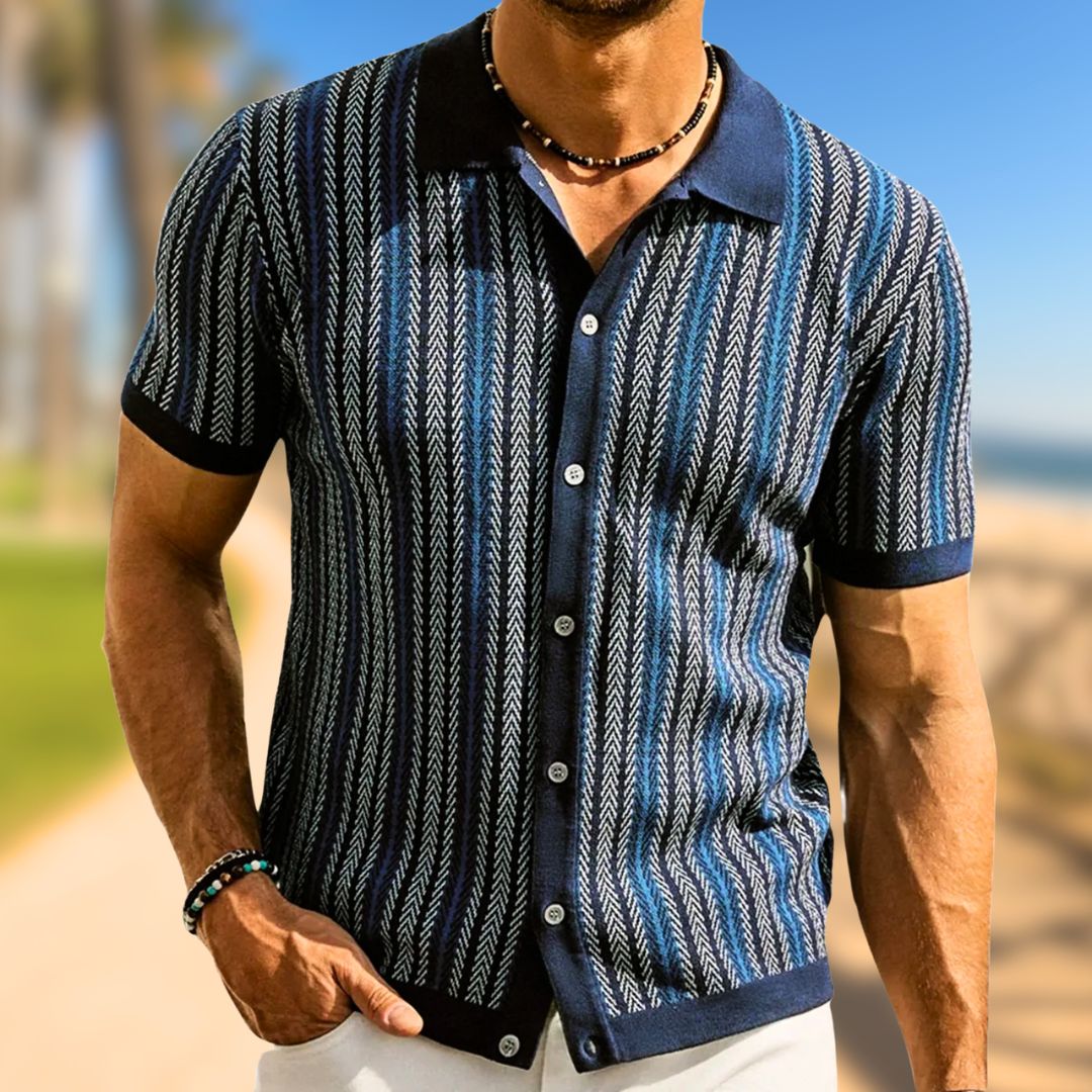 Herren Polohemd Chevron Mit Knopfleiste 1