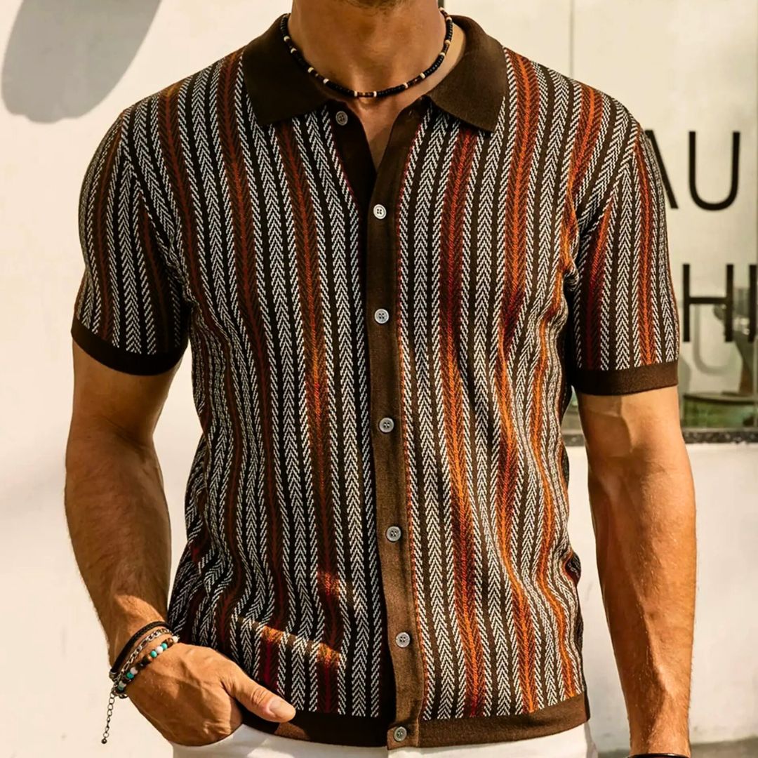 Herren Polohemd Chevron Mit Knopfleiste 2