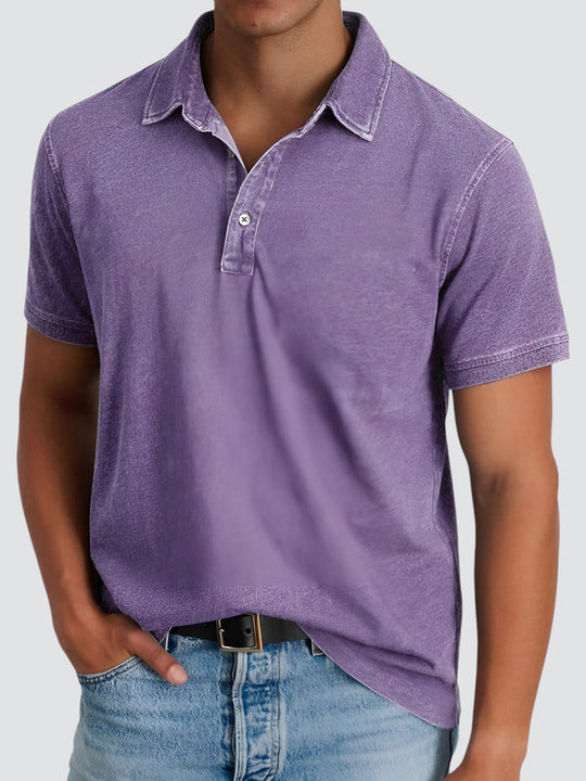 Herren Poloshirt Kurzarm Vintage Waschung Baumwolle 8