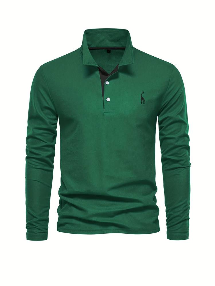 Herren Poloshirt Langarm Tailliert Baumwolle mit Kontrastdetails 8