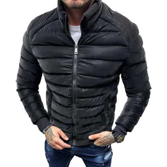 Herren Pufferjacke mit hohem Kragen und tailliertem Schnitt 0