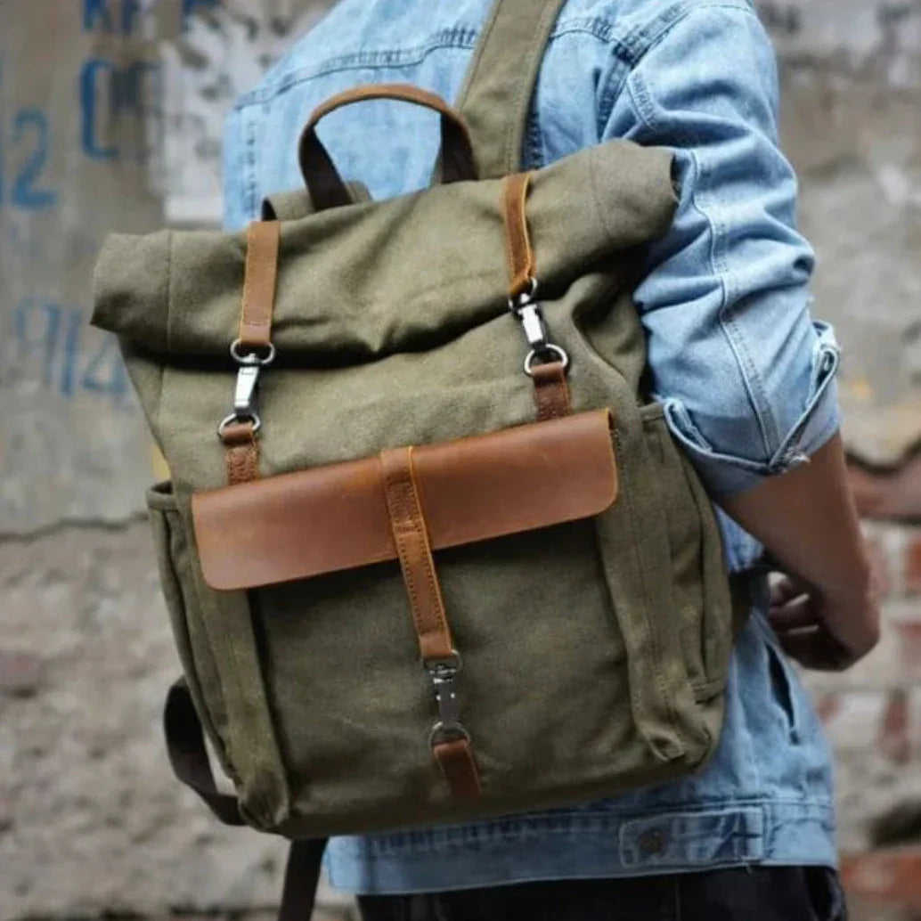Herren Rolltop Rucksack Vintage Stil 7
