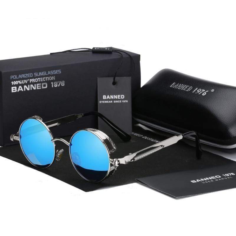 Herren Sonnenbrille Runde Steampunk Retro 0
