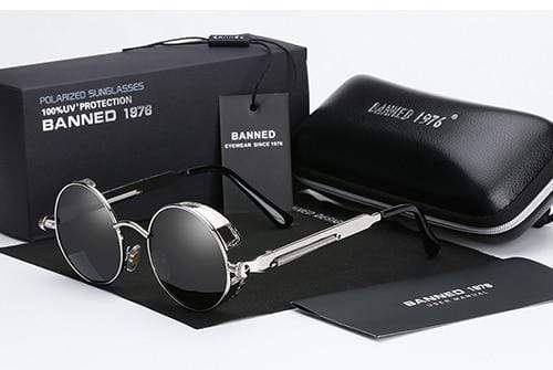 Herren Sonnenbrille Runde Steampunk Retro 2