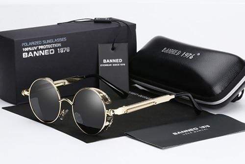 Herren Sonnenbrille Runde Steampunk Retro 3
