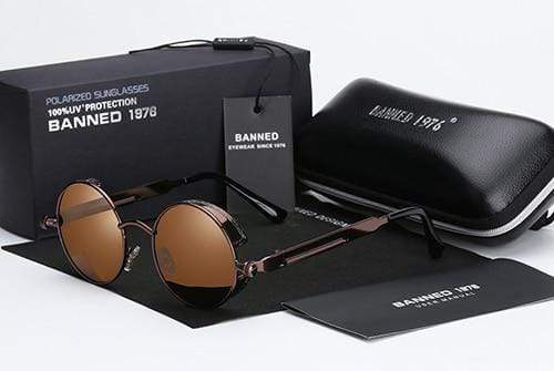 Herren Sonnenbrille Runde Steampunk Retro 4