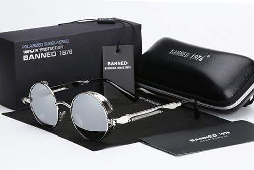 Herren Sonnenbrille Runde Steampunk Retro 7