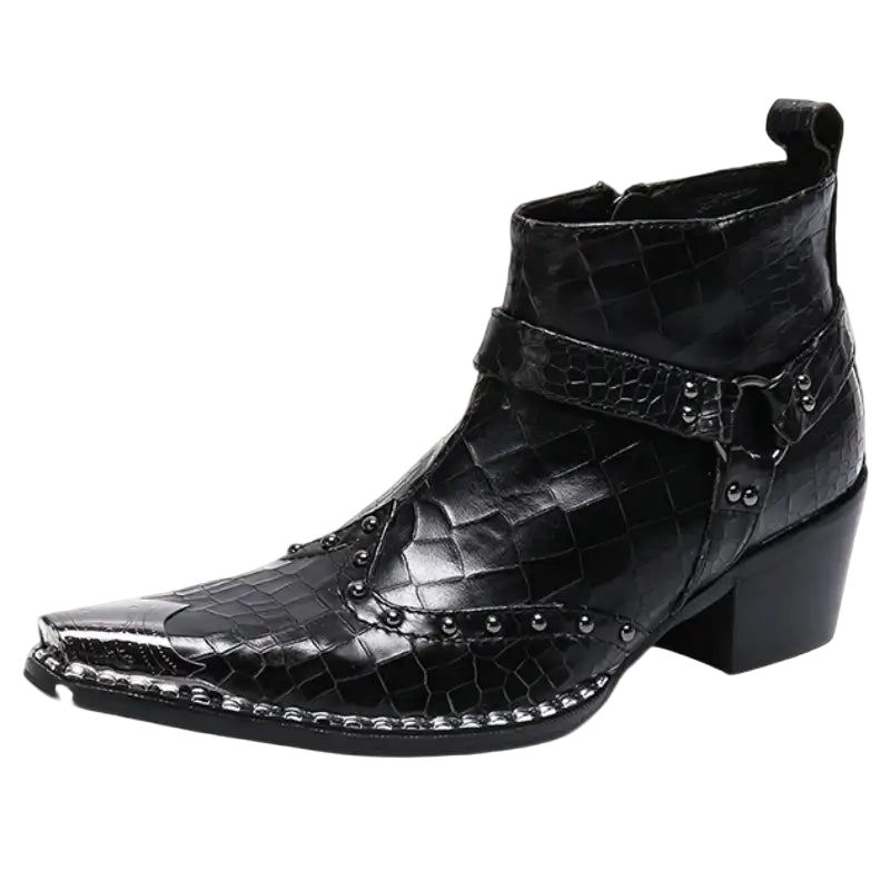 Herren Stiefel Cowboy Stil Leder mit Reißverschluss und Gummisohle 0