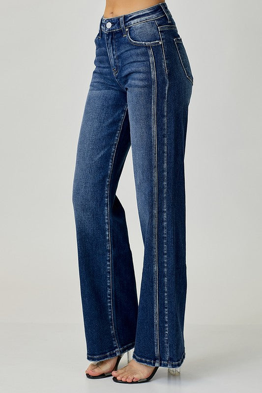 Herren Straight Jeans Mittlere Taille Dunkelblau 2