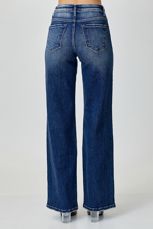 Herren Straight Jeans Mittlere Taille Dunkelblau 3