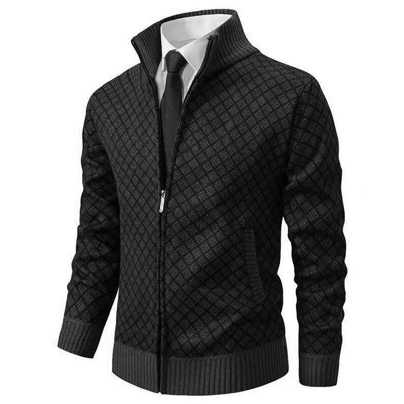 Herren Strickjacke Mit Reißverschluss Geometrisches Muster Aus Weichem Material 3