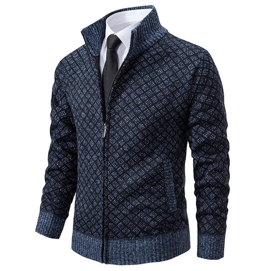 Herren Strickjacke Mit Reißverschluss Geometrisches Muster Aus Weichem Material 6